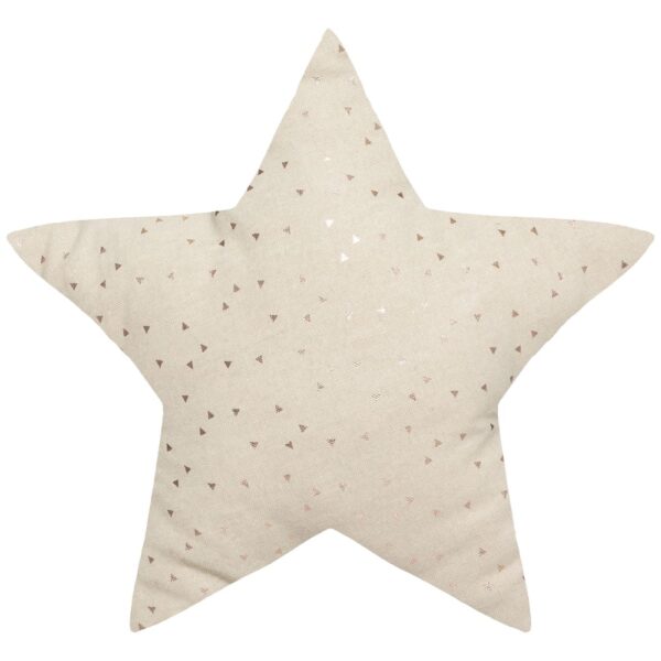 Coussin enfant étoile Home Maison beige aux triangles métallisés imprimés