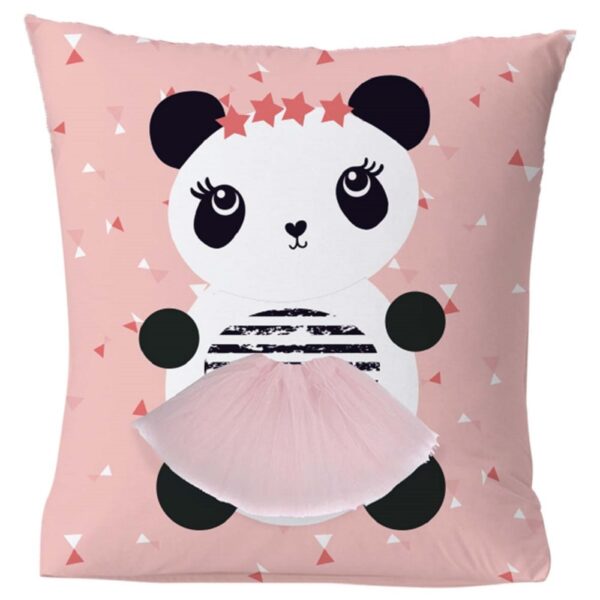 Coussin Future Home PANDI rose avec panda en tutu imprimé recto verso