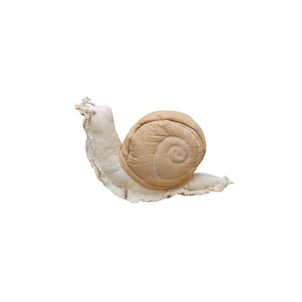 Coussin escargot paresseux Lorena Canals naturel, coquille miel à pois brodés