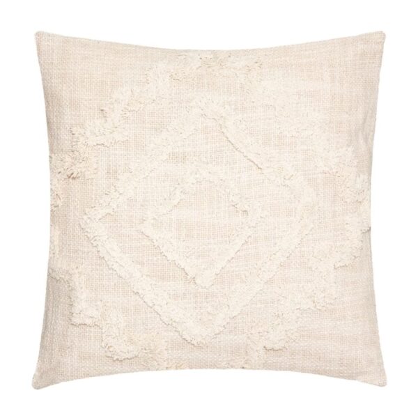 Coussin esprit berbère Home Maison en coton ivoire à motifs frangés