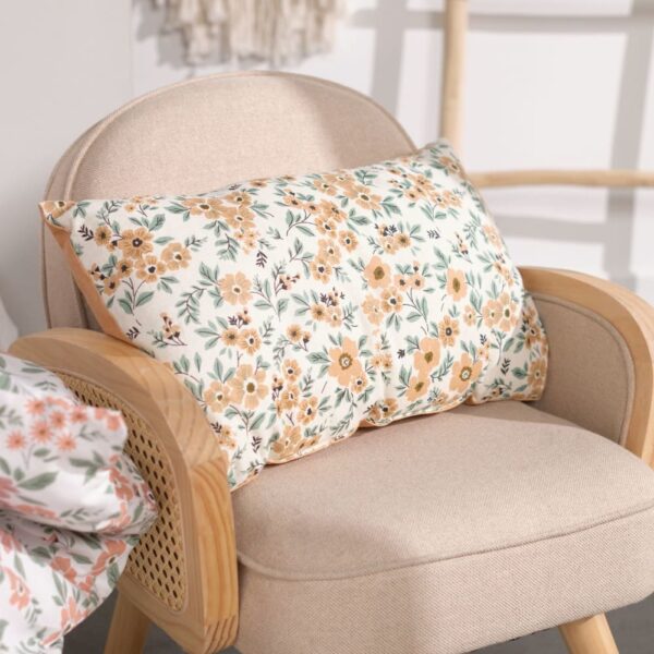 Coussin Today Funny rectangulaire en coton, imprimé fleuri et revers rose uni
