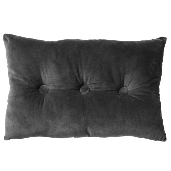 Coussin Dutch Decor Valerie gris à aspect velours et trois boutons
