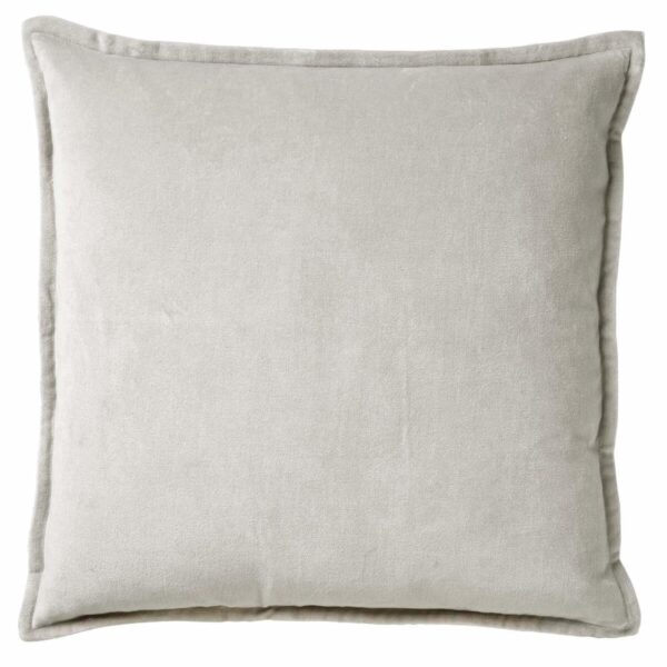 Coussin Dutch Decor Caith gris clair en velours de coton avec garnissage polyester