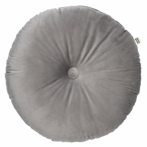 Coussin Dutch Decor Olly rond gris clair en velours avec boutons décoratifs