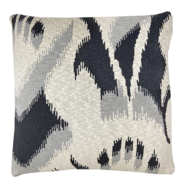 Coussin ikat tricoté Malagoon anthracite au format carré pour un canapé ou un lit