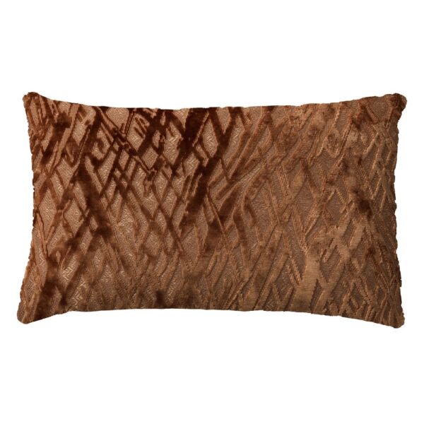 Coussin Hoii Nicola marron rectangulaire avec motif de brindilles veloutées