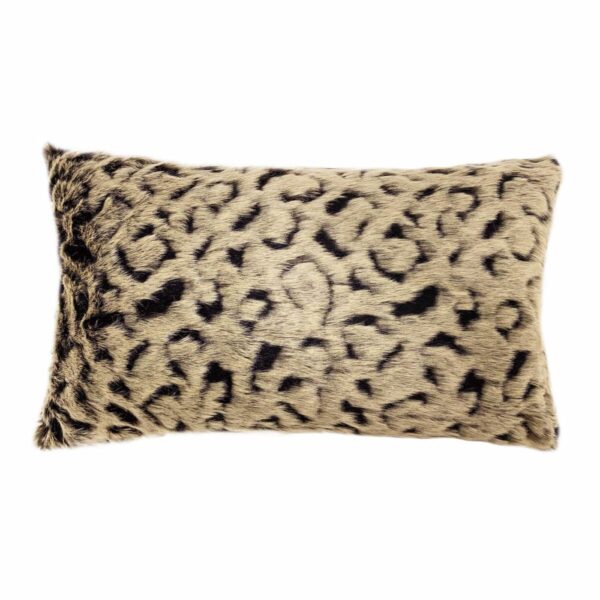 Coussin Dutch Decor allongé, motif léopard brun et beige sur fausse fourrure