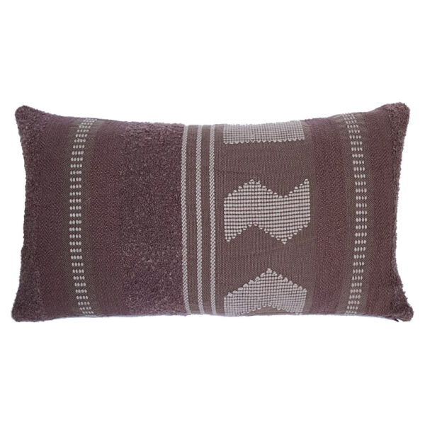 Coussin artisanal Malagoon marron de forme rectangulaire, format allongé