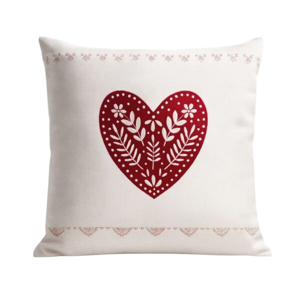 Coussin montagne cœur Home Maison rouge en jacquard, carré et déhoussable