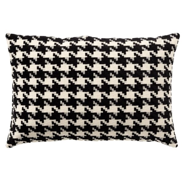 Coussin Hoii Charlotte noir allongé à motif pied de poule