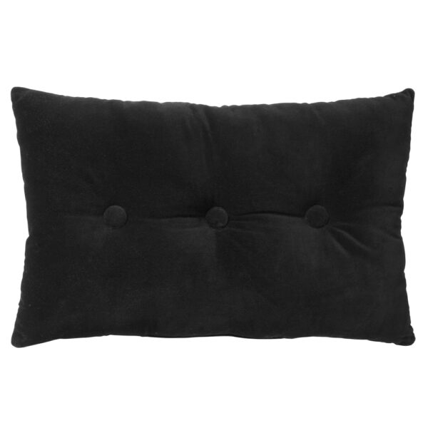 Coussin Dutch Decor Valerie noir rectangulaire avec aspect velours et trois boutons