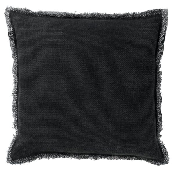 Coussin Burto Dutch Decor noir uni en coton délavé, avec garnissage polyester