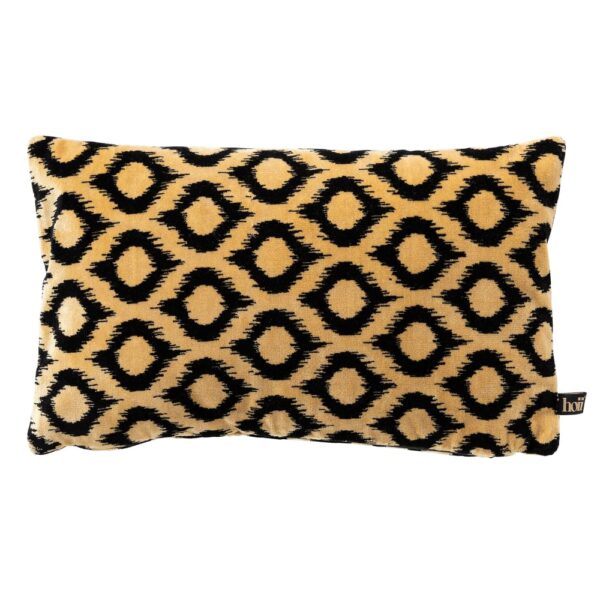 Coussin Hoii Leonardo noir en velours avec motif, format rectangulaire