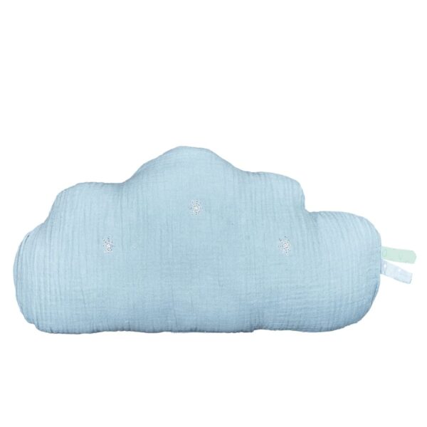 Coussin nuage Sauthon bleu en mousseline de coton pour décorer une chambre