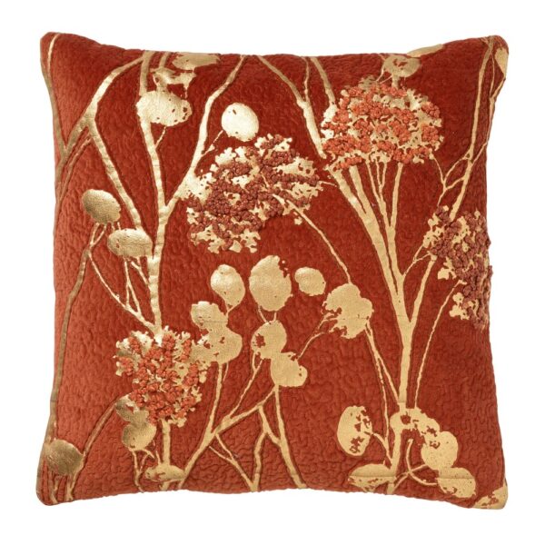 Coussin Hoii Mabelle orange avec une finition dorée et enveloppe en coton