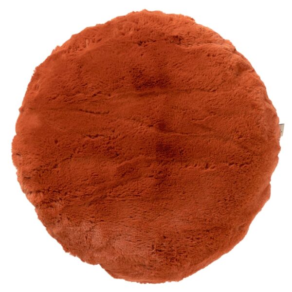 Coussin Zaya Dutch Decor rond orange, face fluffy et dos uni