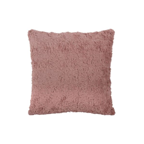 Coussin Present Time rose en polyester, dimensions 45 x 45 x 15 cm