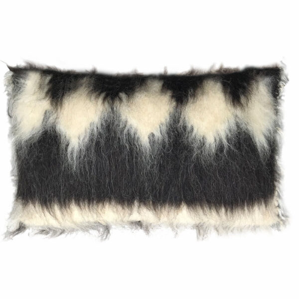 Coussin losange Malagoon rectangulaire noir en laine pour décoration intérieure