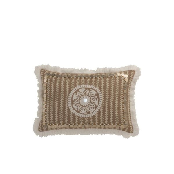 Coussin J-line pièces jute rectangulaire aux tons naturels et beiges
