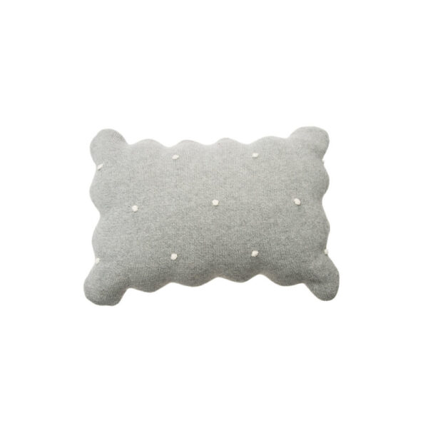 Coussin biscuit Lorena Canals gris clair à pois ivoire en tricot