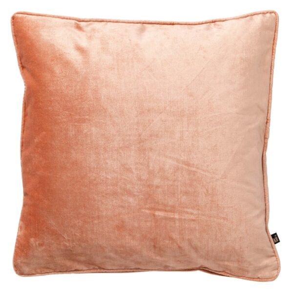 Coussin Hoii carré rose en velours de viscose avec garnissage en plumes