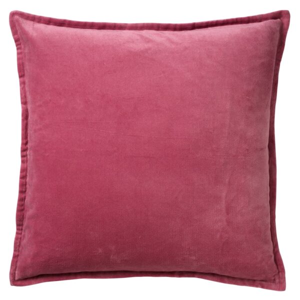 Coussin Dutch Decor Caith rose carré en velours avec fermeture éclair dissimulée
