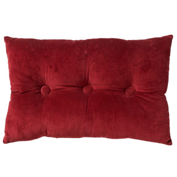 Coussin Dutch Decor Valerie rouge, rectangulaire, avec tissu d’aspect velours et trois boutons