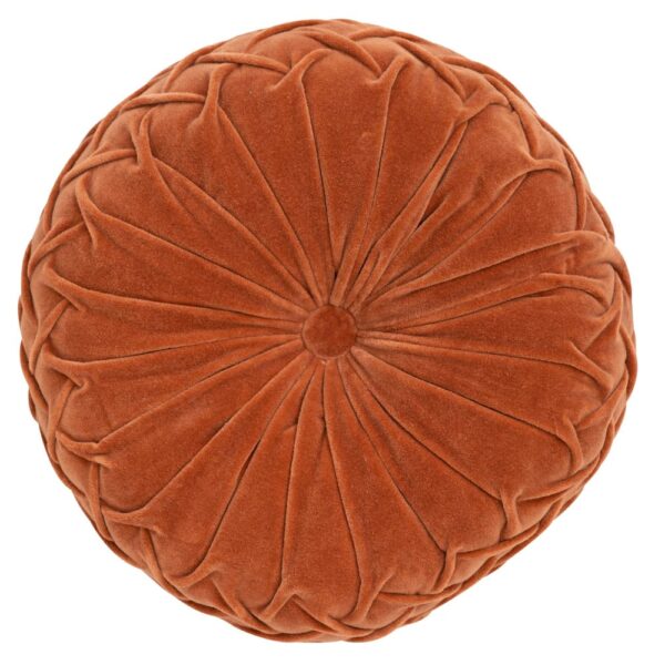 Coussin décoratif Becquet rouge rond en velours avec plissage et bouton central