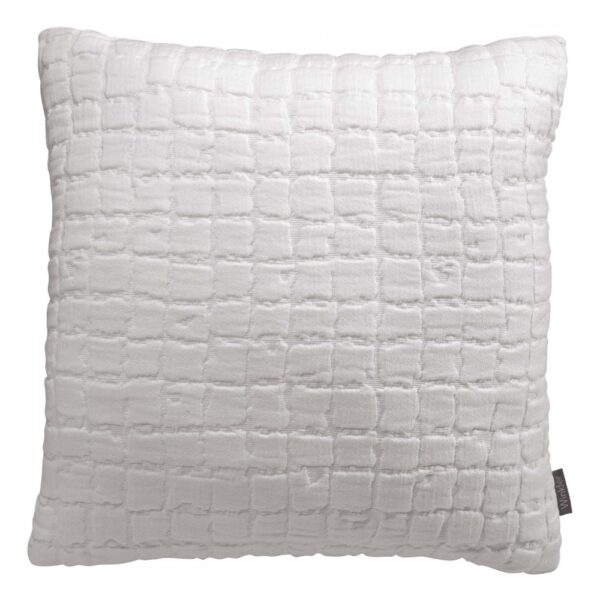Coussin Vivaraise Swani blanc en coton stonewashed au format carré