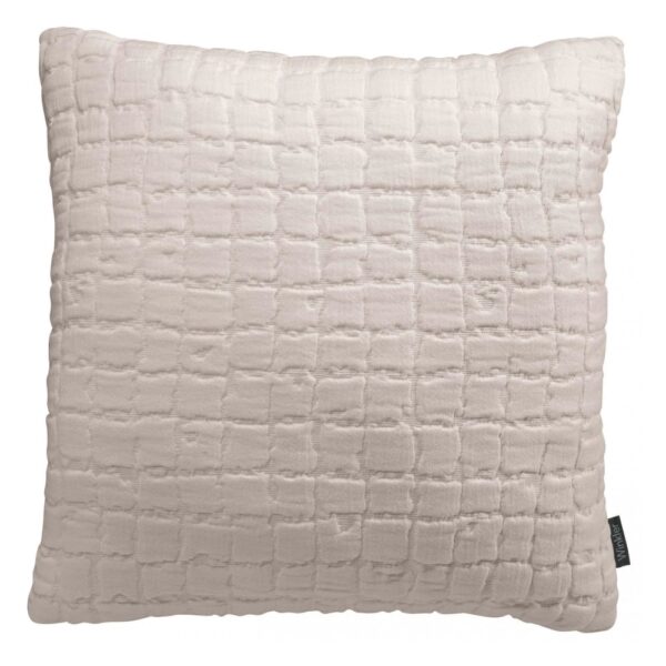 Coussin Swani Vivaraise beige carré en coton à finition stonewashed