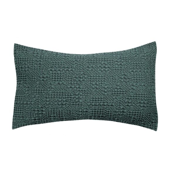 Coussin Tana Vivaraise rectangulaire bleu prusse en coton nid d’abeille