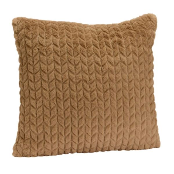 Coussin Amadeus Chevron carré taupe en polyester avec motif texturé