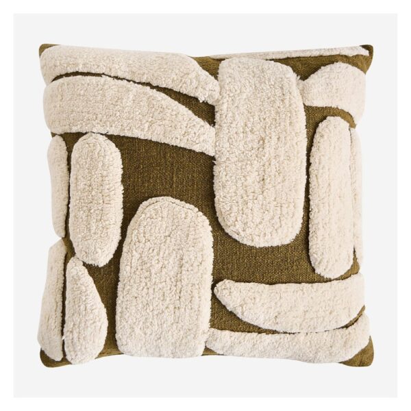 Coussin tufté Habitat Anouk carré bronze avec motif texturé en coton