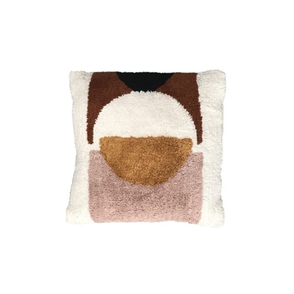Coussin tufté Today Retro Mood rose, face imprimée graphique et revers uni en coton