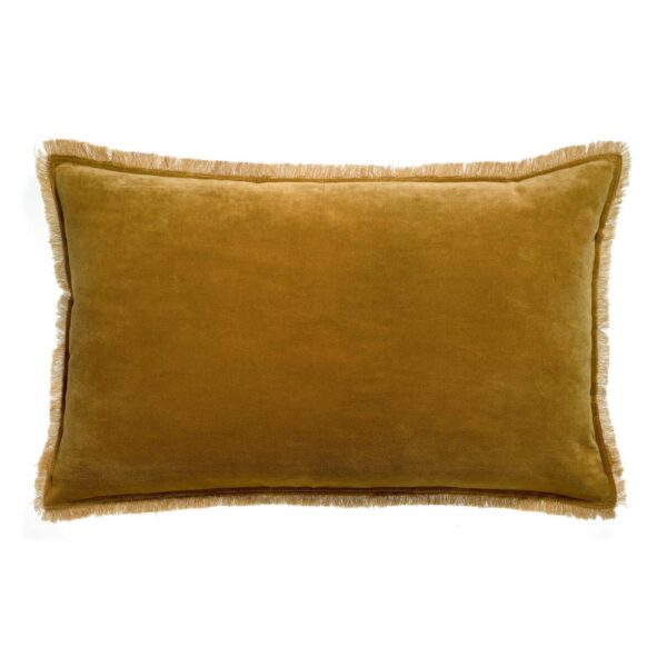 Coussin Fara Vivaraise en velours de coton avec finition frangée