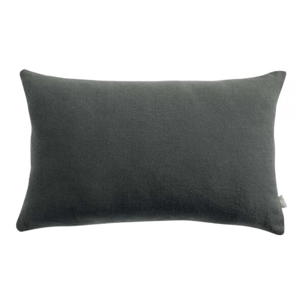 Coussin Zeff Vivaraise gris uni, avec une face en lin et un dos en coton