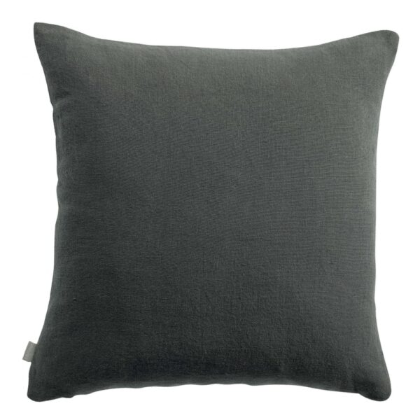 Coussin uni Vivaraise Zeff gris carré avec recto en lin et verso en coton