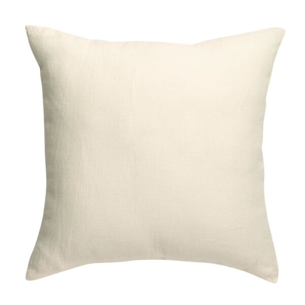 Coussin uni Zeff Vivaraise carré blanc avec face en lin et dos en coton