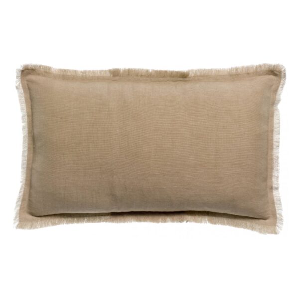Coussin uni Laly Vivaraise gris galet en lin et coton, format rectangulaire