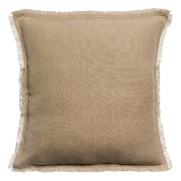 Coussin Laly Vivaraise carré uni gris en mélange de lin et coton