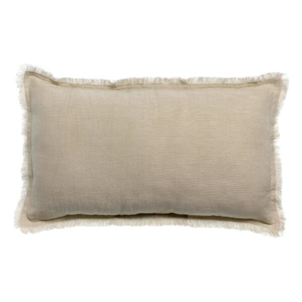 Coussin Laly Vivaraise beige uni en mélange de lin et coton