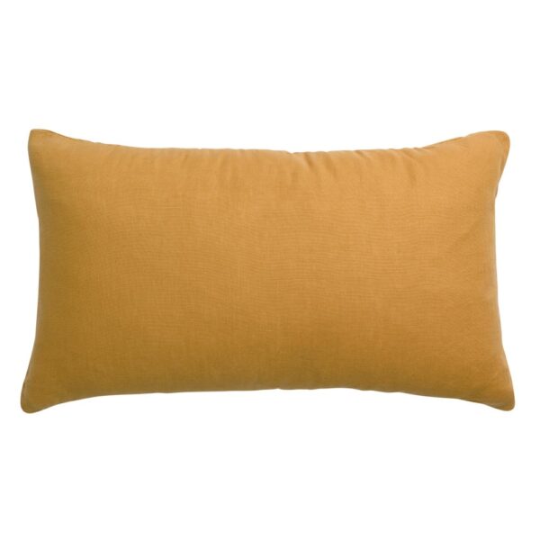 Coussin Zeff Vivaraise uni ocre en lin et coton, format rectangulaire