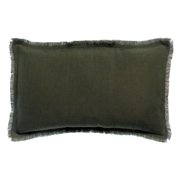 Coussin Laly Vivaraise rectangulaire uni olive en mélange de lin et coton
