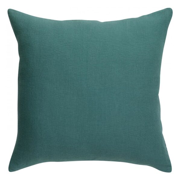 Coussin Vivaraise Zeff uni bleu prusse, face en lin et revers en coton