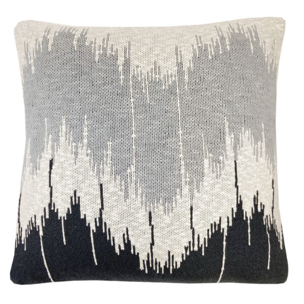 Coussin vague tricoté Malagoon anthracite au relief décoratif pour canapé