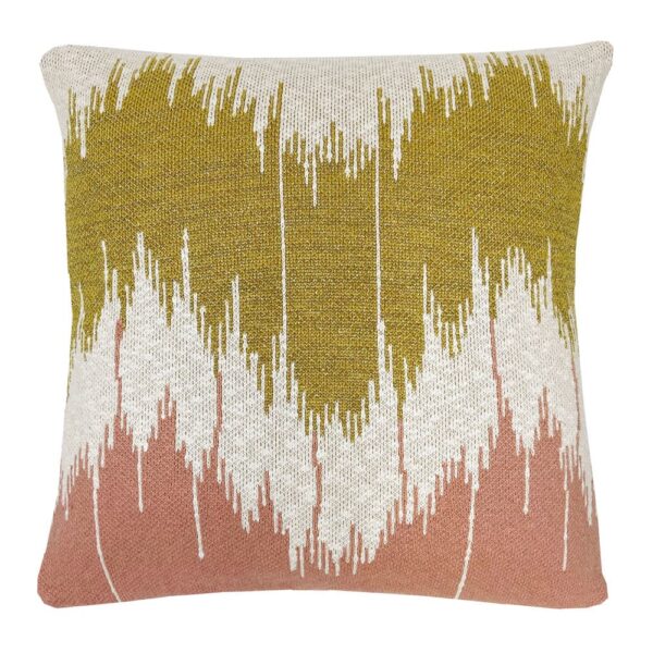 Coussin vague tricoté Malagoon rose à surface en maille décorative