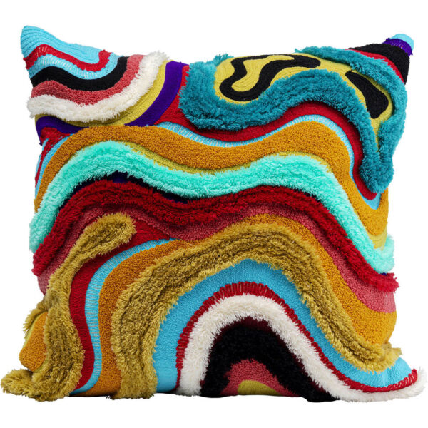Coussin vagues Kare Design carré multicolore avec motif ondulé en façade