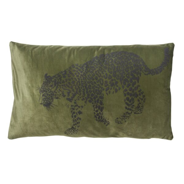 Coussin décoratif Dutch Decor Sula vert à imprimé léopard en velours