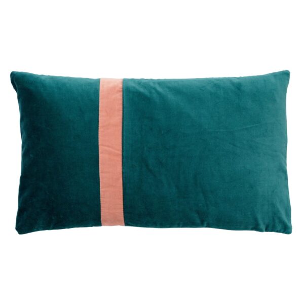 Le coussin Dutch Decor Pippa vert à rayures, en coton, format rectangulaire.