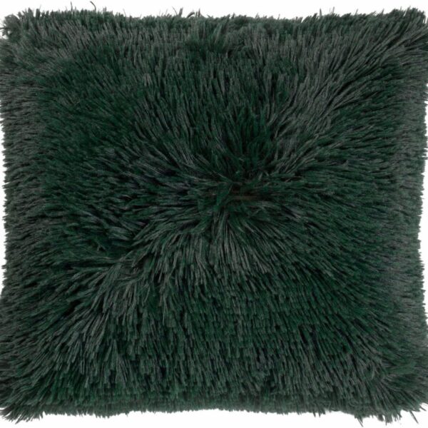 Coussin Dutch Decor Fluffy vert foncé, carré et duveteux des deux côtés